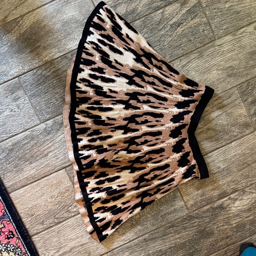 Say What? Black and Tan Animal Print Midi Skirt
